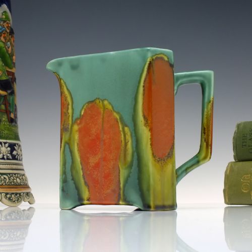 ART NOUVEAU TRIANGULAR POTTERY WATER JUG C1885 - ADDITIONAL PHOTO 1