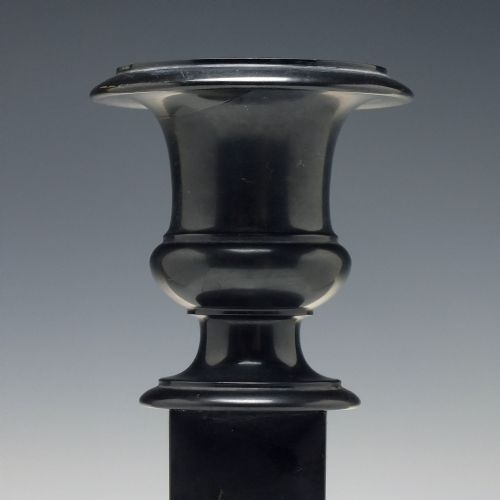 RARE PAIR OF NEO CLASSICAL ASHFORD DERBYSHIRE BLACK MARBLE CANDLE STICKS C1850 - ADDITIONAL PHOTO 5
