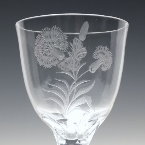 18TH CENTURY JACOBITE SYMPATHY ENGRAVED FACET CUT GLASS GOBLET C1780 - ADDITIONAL PHOTO 3