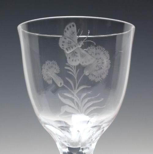 18TH CENTURY JACOBITE SYMPATHY ENGRAVED FACET CUT GLASS GOBLET C1780 - ADDITIONAL PHOTO 4