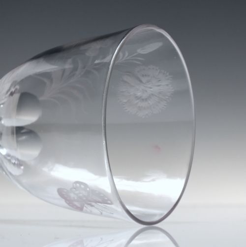 18TH CENTURY JACOBITE SYMPATHY ENGRAVED FACET CUT GLASS GOBLET C1780 - ADDITIONAL PHOTO 5