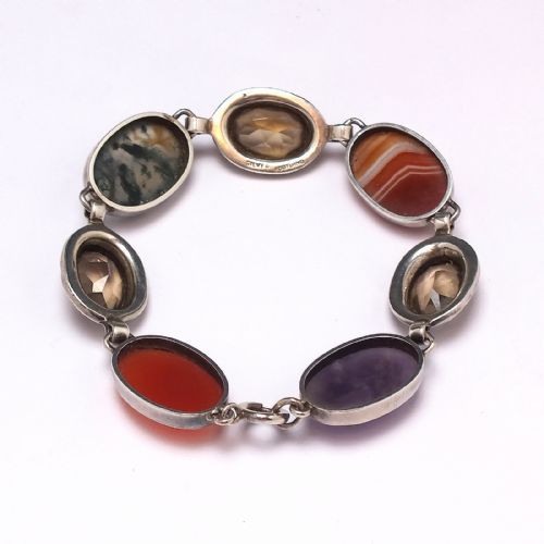 EXCEPTIONAL ANTIQUE SILVER AND SCOTTISH AGATE BRACELET C1920 - ADDITIONAL PHOTO 1