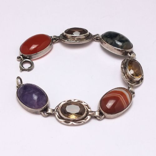 EXCEPTIONAL ANTIQUE SILVER AND SCOTTISH AGATE BRACELET C1920 - ADDITIONAL PHOTO 3