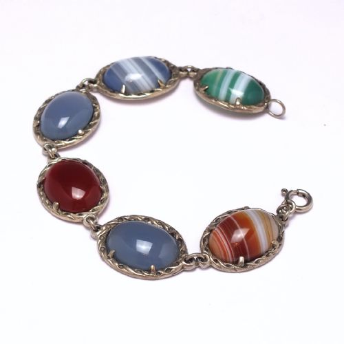 ANTIQUE SILVER AND SCOTTISH AGATE BRACELET C1900 - ADDITIONAL PHOTO 2