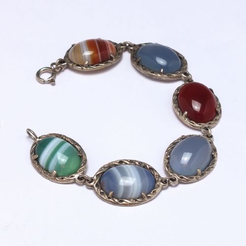 ANTIQUE SILVER AND SCOTTISH AGATE BRACELET C1900 - ADDITIONAL PHOTO 3