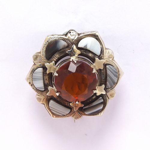antique scottish celtic shield silver gemstone brooch c1880 - CATEGORY: ANTIQUE JEWELLERY - DATED 1880