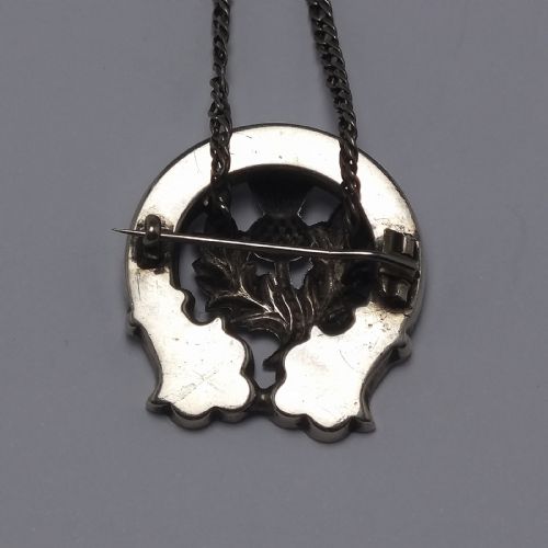 ANTIQUE SCOTTISH CELTIC TORC AND THISTLE SILVER BROOCH C1880 INCLUDING SILVER CHAIN - ADDITIONAL PHOTO 2