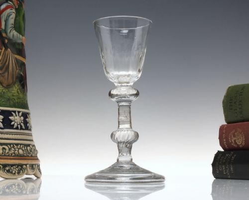 georgian balustroid rib moulded wine glass c1740 - CATEGORY: ANTIQUE GLASS - DATED 1750