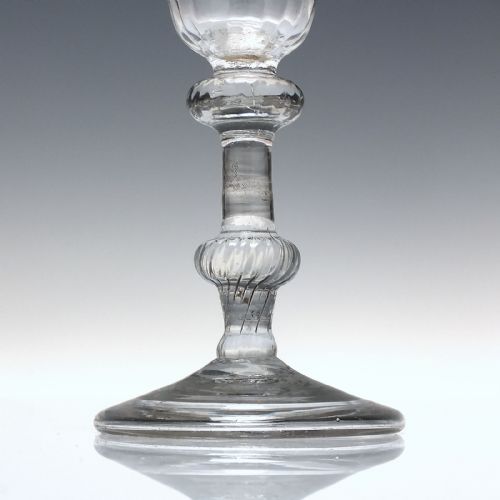 GEORGIAN BALUSTROID RIB MOULDED WINE GLASS C1740 - ADDITIONAL PHOTO 4