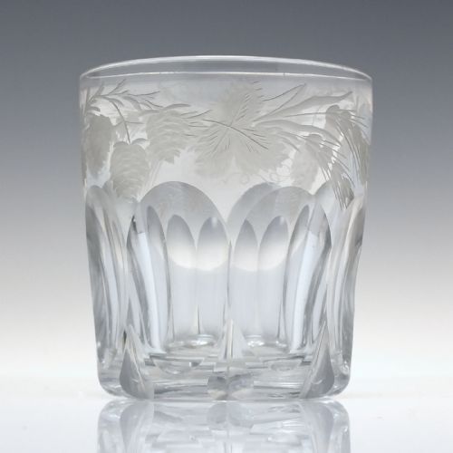 19th century engraved 'last drop' whisky tumbler c1870 - CATEGORY: ANTIQUE GLASS - DATED 1870