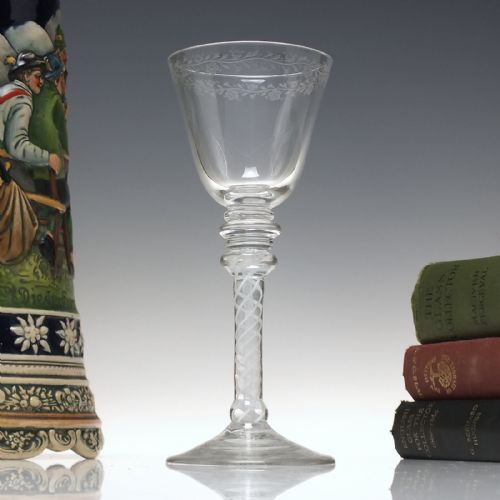 very rare 18th century composite wine glass c1765 - CATEGORY: ANTIQUE GLASS - DATED 1750