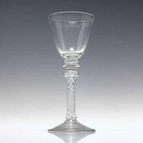 VERY RARE 18TH CENTURY COMPOSITE WINE GLASS C1765 - ADDITIONAL PHOTO 6
