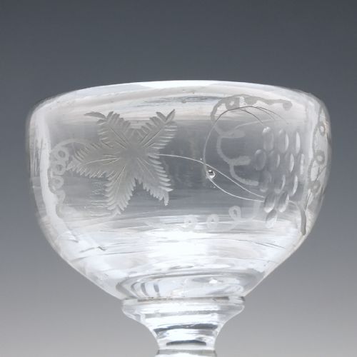 RARE ANTIQUE ENGRAVED DOUBLE ENDED BOWL WINE DRAM GLASS C1800 - ADDITIONAL PHOTO 1