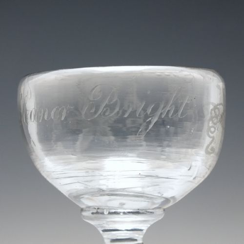 RARE ANTIQUE ENGRAVED DOUBLE ENDED BOWL WINE DRAM GLASS C1800 - ADDITIONAL PHOTO 3