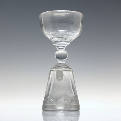RARE ANTIQUE ENGRAVED DOUBLE ENDED BOWL WINE DRAM GLASS C1800 - ADDITIONAL PHOTO 5