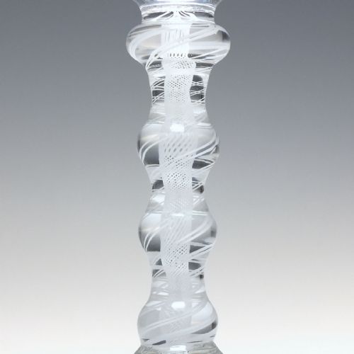 18TH CENTURY FOUR KNOP OPAQUE TWIST WINE GLASS C1760 - ADDITIONAL PHOTO 3