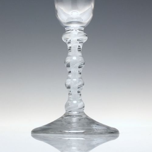 18TH CENTURY FOUR KNOP OPAQUE TWIST WINE GLASS C1760 - ADDITIONAL PHOTO 5