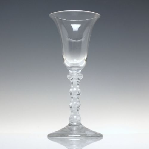 18TH CENTURY FOUR KNOP OPAQUE TWIST WINE GLASS C1760 - ADDITIONAL PHOTO 6