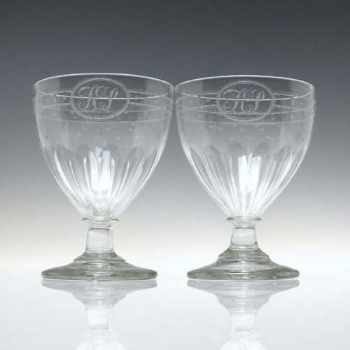 pair of large georgian engraved glass rummers c1810 - CATEGORY: ANTIQUE GLASS - DATED 1800
