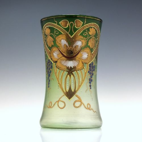 PAIR OF ART NOUVEAU ENAMELLED GILDED GLASS TUMBLERS C1900 - ADDITIONAL PHOTO 6