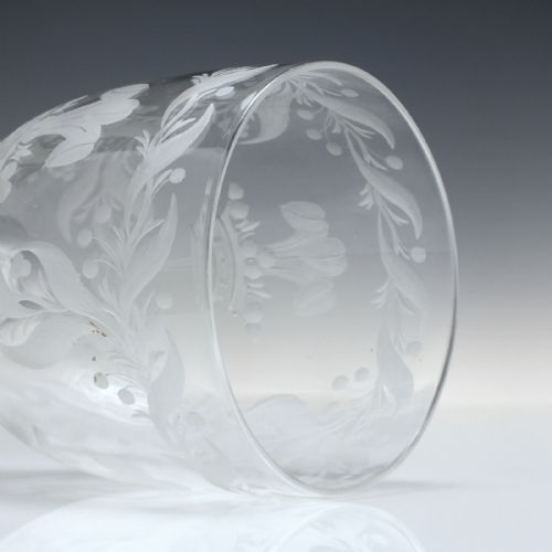 PRINCE OF WALES ENGRAVED GLASS WATER EWER AND GOBLETS BY RICHARDSON C1870 - ADDITIONAL PHOTO 1