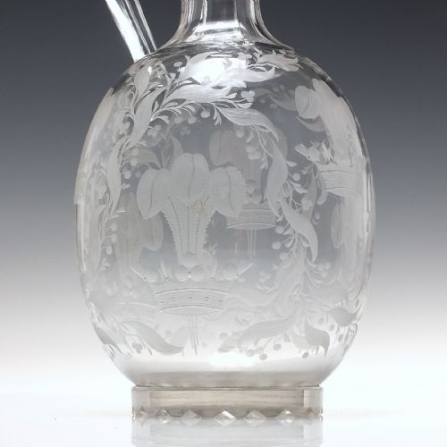 PRINCE OF WALES ENGRAVED GLASS WATER EWER AND GOBLETS BY RICHARDSON C1870 - ADDITIONAL PHOTO 6