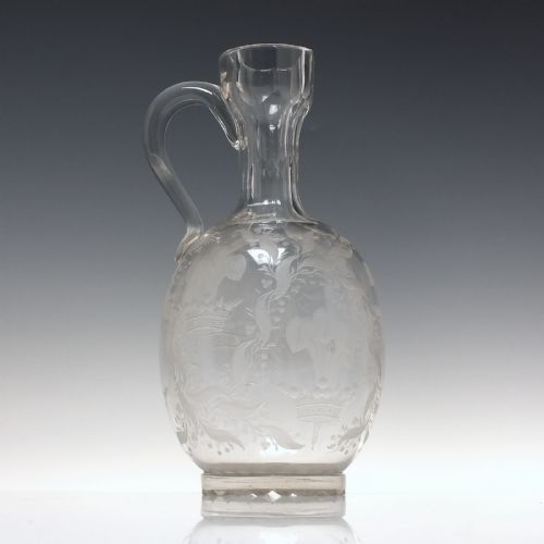 PRINCE OF WALES ENGRAVED GLASS WATER EWER AND GOBLETS BY RICHARDSON C1870 - ADDITIONAL PHOTO 7