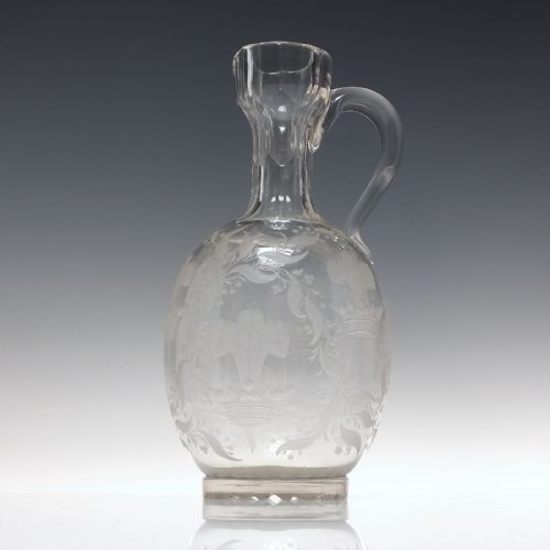 PRINCE OF WALES ENGRAVED GLASS WATER EWER AND GOBLETS BY RICHARDSON C1870 - ADDITIONAL PHOTO 9