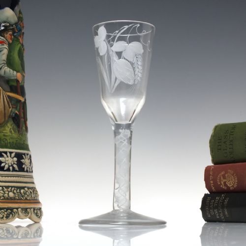 georgian beilby enameled opaque twist ale glass c1765 - CATEGORY: ANTIQUE GLASS - DATED 1750