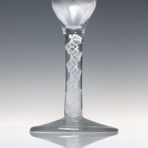 GEORGIAN BEILBY ENAMELED OPAQUE TWIST ALE GLASS C1765 - ADDITIONAL PHOTO 3