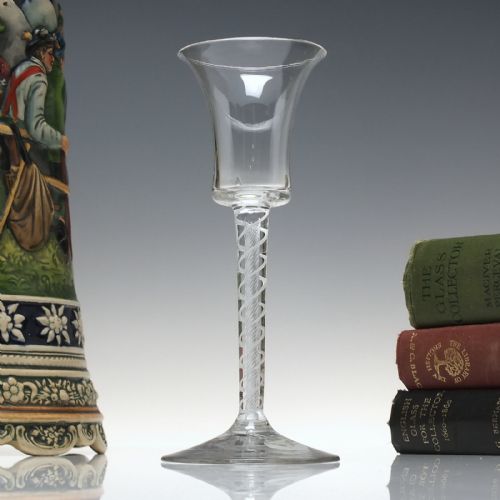 georgian mixed twist wine glass c1760 - CATEGORY: ANTIQUE GLASS - DATED 1750