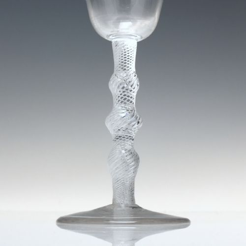 RARE GEORGIAN TRIPLE KNOP AIR TWIST WINE GLASS C1750 - ADDITIONAL PHOTO 2