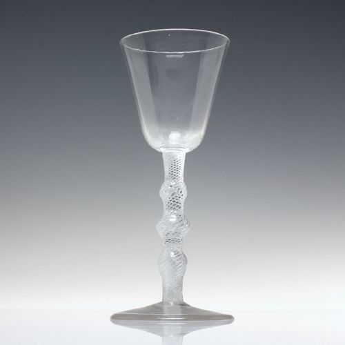 RARE GEORGIAN TRIPLE KNOP AIR TWIST WINE GLASS C1750 - ADDITIONAL PHOTO 3