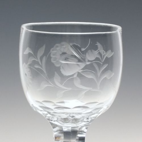 FINE 18TH CENTURY SCALLOP CUT ENGRAVED WINE GLASS C1770 - ADDITIONAL PHOTO 2