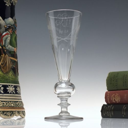 tall 19th century engraved ale glass c1838 - CATEGORY: ANTIQUE GLASS - DATED 1850