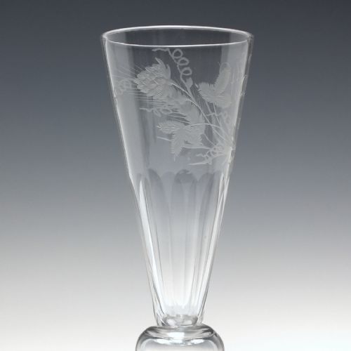 TALL 19TH CENTURY ENGRAVED ALE GLASS C1838 - ADDITIONAL PHOTO 3