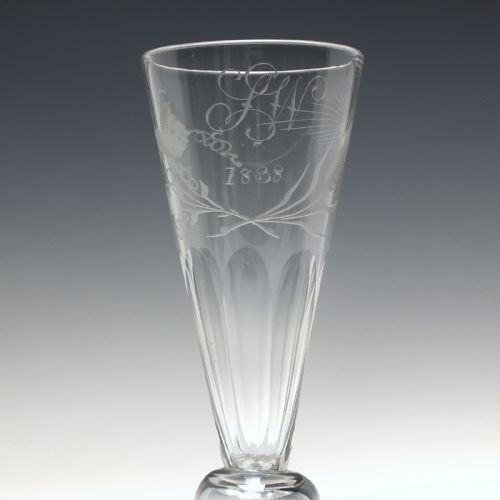 TALL 19TH CENTURY ENGRAVED ALE GLASS C1838 - ADDITIONAL PHOTO 4