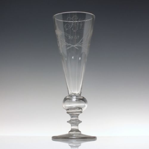 TALL 19TH CENTURY ENGRAVED ALE GLASS C1838 - ADDITIONAL PHOTO 6