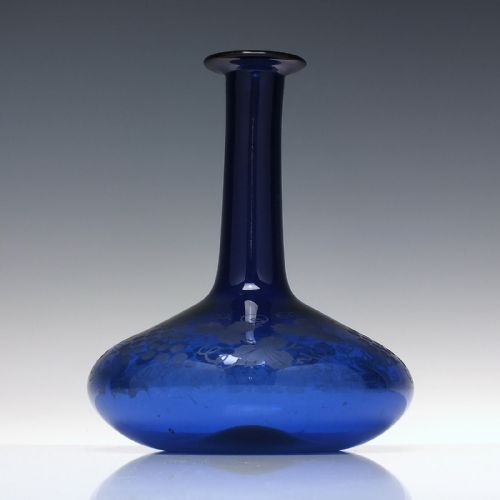antique georgian engraved bristol blue glass mell decanter carafe c1830 - CATEGORY: ANTIQUE GLASS - DATED 1850