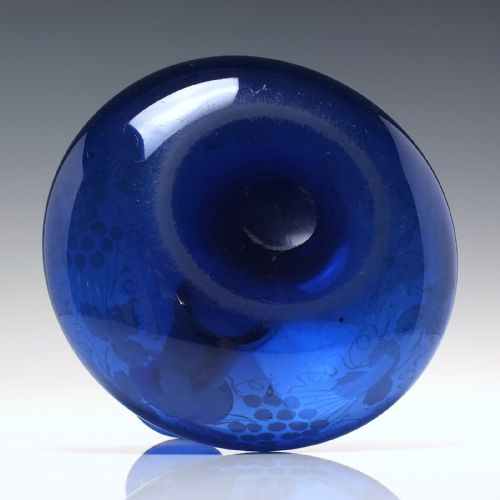 ANTIQUE GEORGIAN ENGRAVED BRISTOL BLUE GLASS MELL DECANTER CARAFE C1830 - ADDITIONAL PHOTO 2