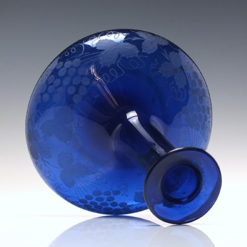 ANTIQUE GEORGIAN ENGRAVED BRISTOL BLUE GLASS MELL DECANTER CARAFE C1830 - ADDITIONAL PHOTO 3