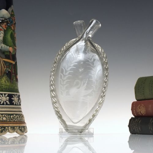antique georgian engraved glass gimmel flask c1830 - CATEGORY: ANTIQUE GLASS - DATED 1850