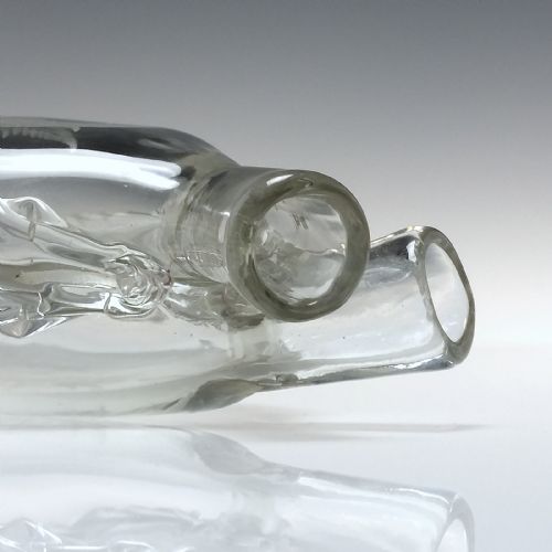 ANTIQUE GEORGIAN ENGRAVED GLASS GIMMEL FLASK C1830 - ADDITIONAL PHOTO 2