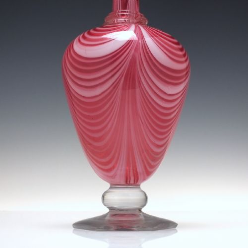EXCEPTIONALLY RARE ANTIQUE 19TH CENTURY VICTORIAN NAILSEA CRANBERRY GLASS DECANTER C1870 - ADDITIONAL PHOTO 3