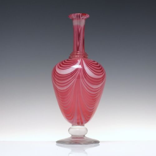 EXCEPTIONALLY RARE ANTIQUE 19TH CENTURY VICTORIAN NAILSEA CRANBERRY GLASS DECANTER C1870 - ADDITIONAL PHOTO 4
