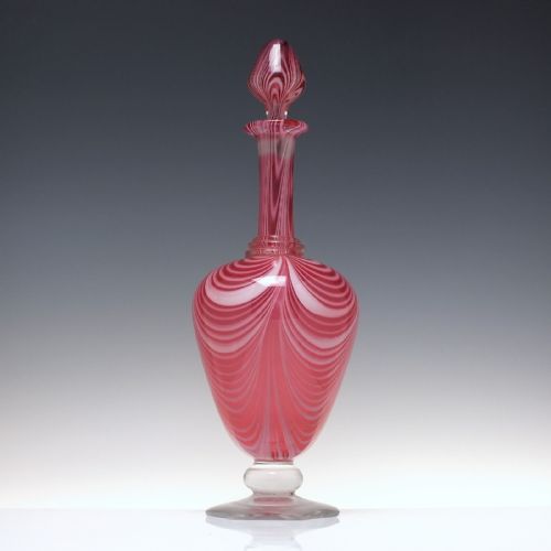 EXCEPTIONALLY RARE ANTIQUE 19TH CENTURY VICTORIAN NAILSEA CRANBERRY GLASS DECANTER C1870 - ADDITIONAL PHOTO 5