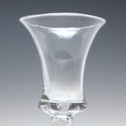 18TH CENTURY WAISTED FLARED BUCKET BOWL SINGLE SERIES OPAQUE TWIST WINE GLASS C1760 - ADDITIONAL PHOTO 3