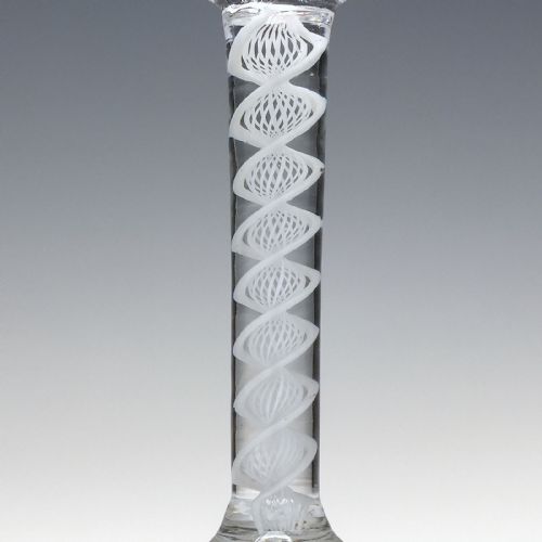 18TH CENTURY WAISTED FLARED BUCKET BOWL SINGLE SERIES OPAQUE TWIST WINE GLASS C1760 - ADDITIONAL PHOTO 4
