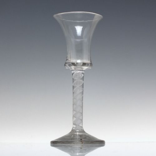 18TH CENTURY WAISTED FLARED BUCKET BOWL SINGLE SERIES OPAQUE TWIST WINE GLASS C1760 - ADDITIONAL PHOTO 5