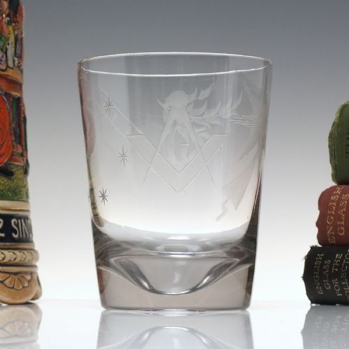 masonic engraved 19th century tumbler c1870 - CATEGORY: ANTIQUE GLASS - DATED 1870